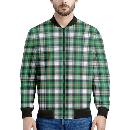 Saint Patrick's Day Tartan Pattern Print Men's Bomber Jacket