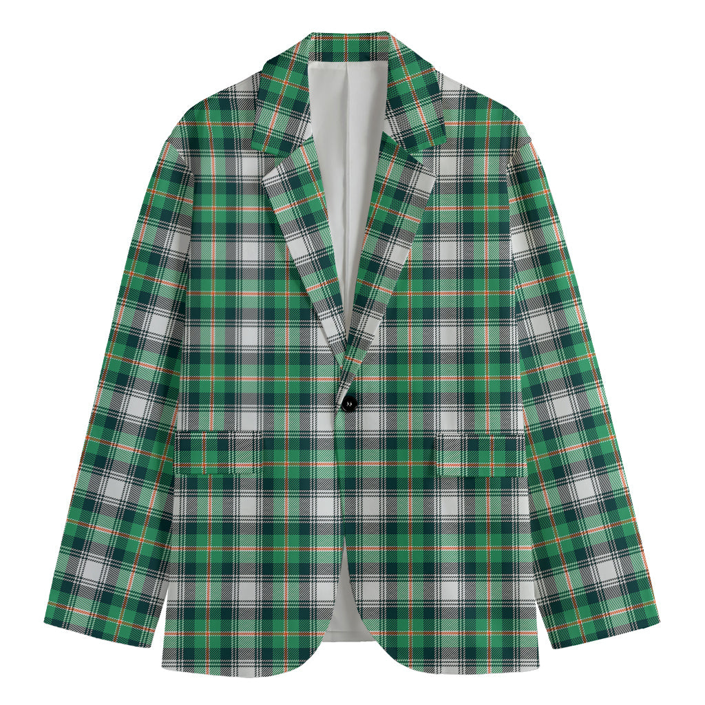 Saint Patrick's Day Tartan Pattern Print Men's Cotton Blazer