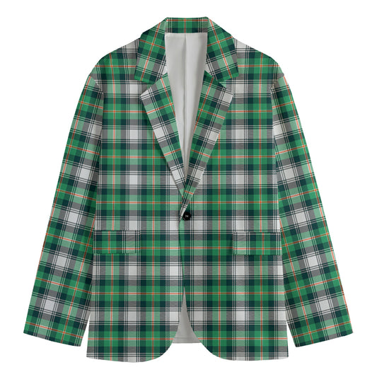Saint Patrick's Day Tartan Pattern Print Men's Cotton Blazer