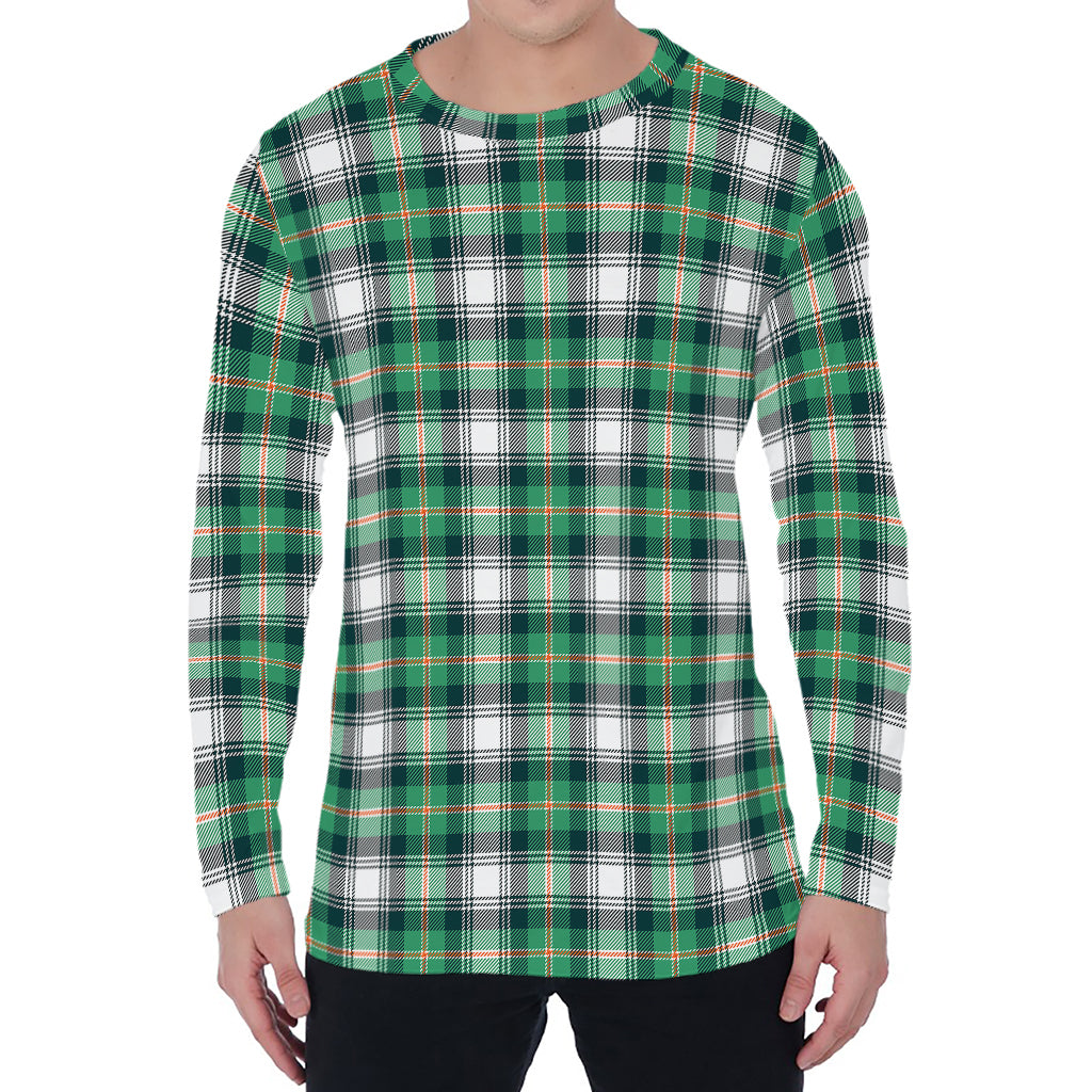 Saint Patrick's Day Tartan Pattern Print Men's Long Sleeve T-Shirt