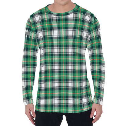 Saint Patrick's Day Tartan Pattern Print Men's Long Sleeve T-Shirt