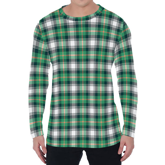 Saint Patrick's Day Tartan Pattern Print Men's Long Sleeve T-Shirt