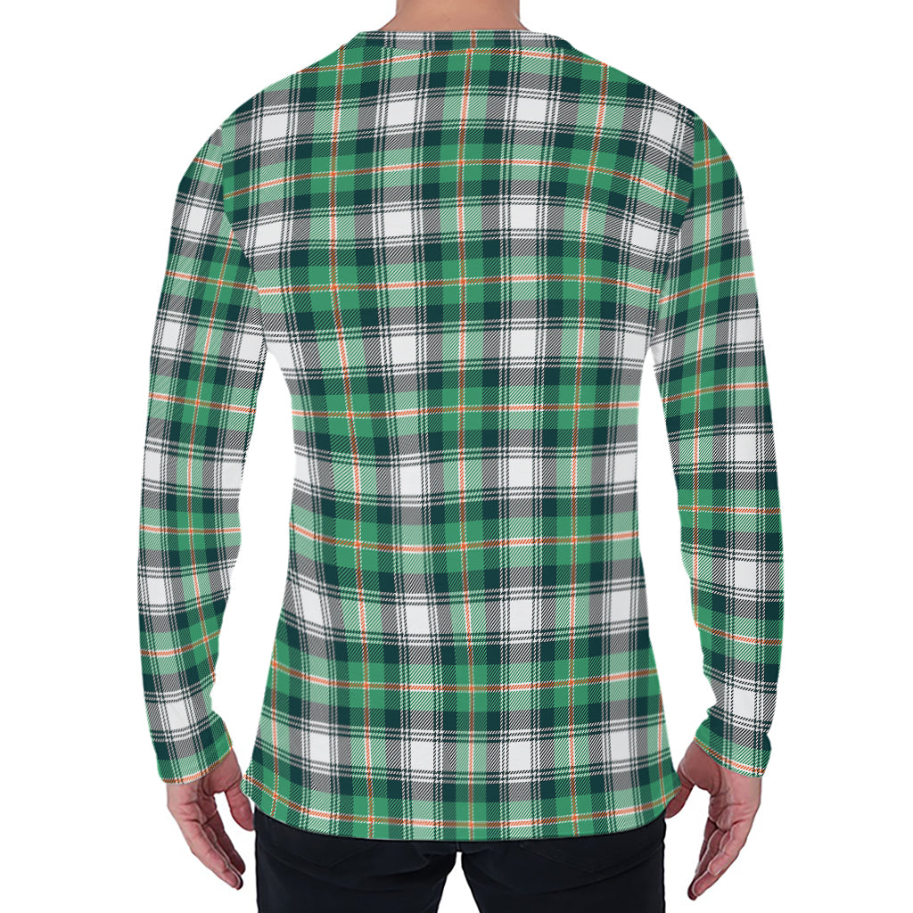 Saint Patrick's Day Tartan Pattern Print Men's Long Sleeve T-Shirt