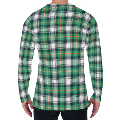 Saint Patrick's Day Tartan Pattern Print Men's Long Sleeve T-Shirt