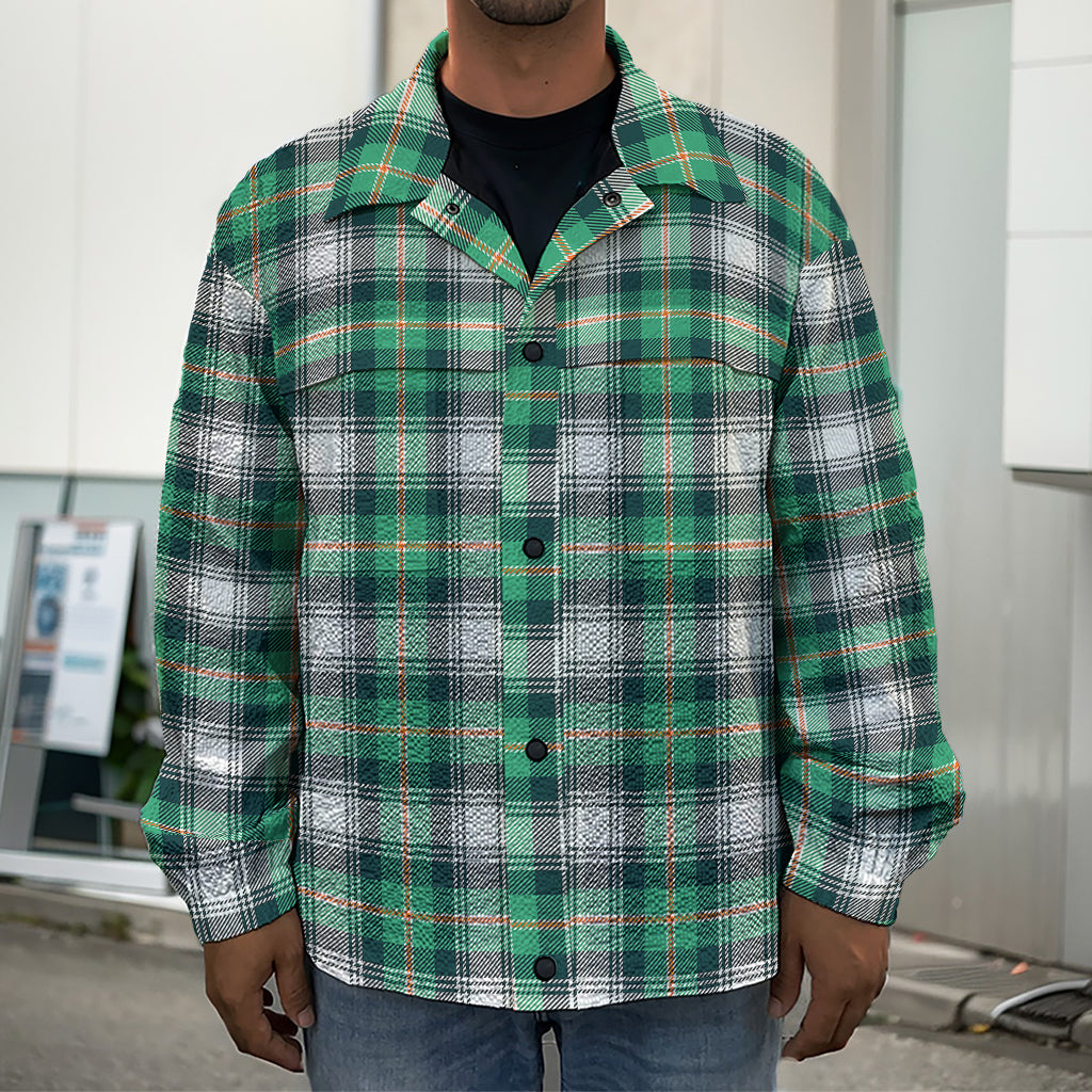 Saint Patrick's Day Tartan Pattern Print Men's Shirt Jacket