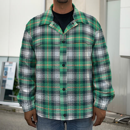 Saint Patrick's Day Tartan Pattern Print Men's Shirt Jacket