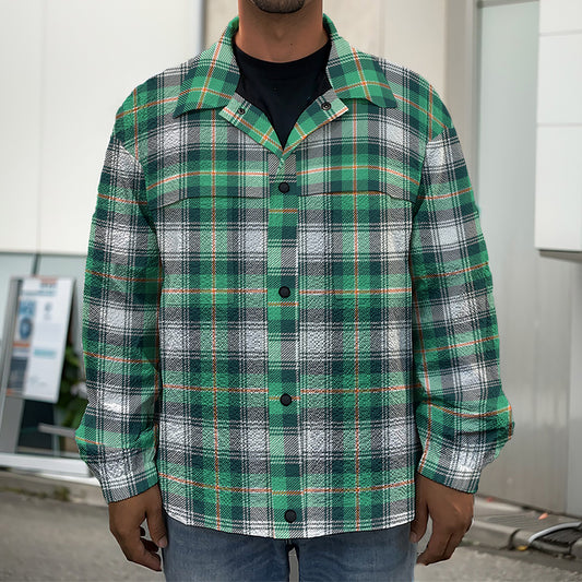 Saint Patrick's Day Tartan Pattern Print Men's Shirt Jacket