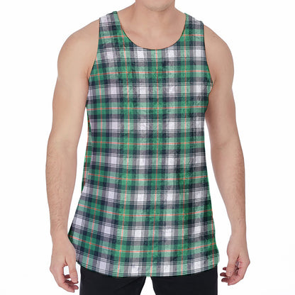 Saint Patrick's Day Tartan Pattern Print Men's Velvet Tank Top