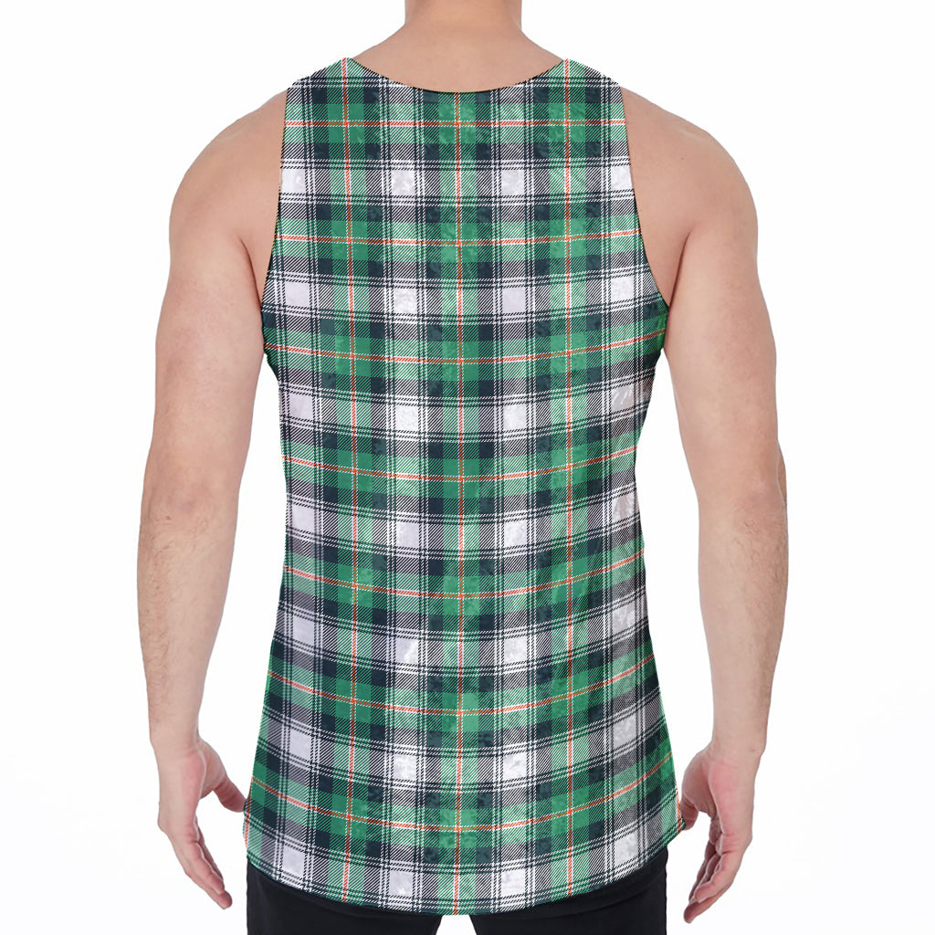 Saint Patrick's Day Tartan Pattern Print Men's Velvet Tank Top