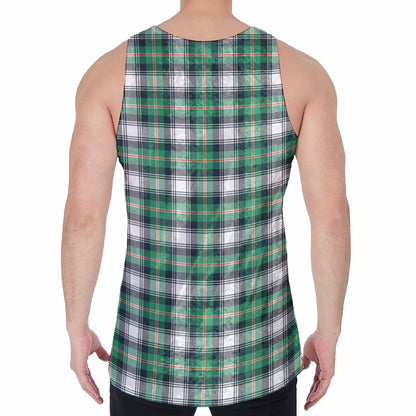 Saint Patrick's Day Tartan Pattern Print Men's Velvet Tank Top