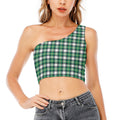 Saint Patrick's Day Tartan Pattern Print One Shoulder Crop Top