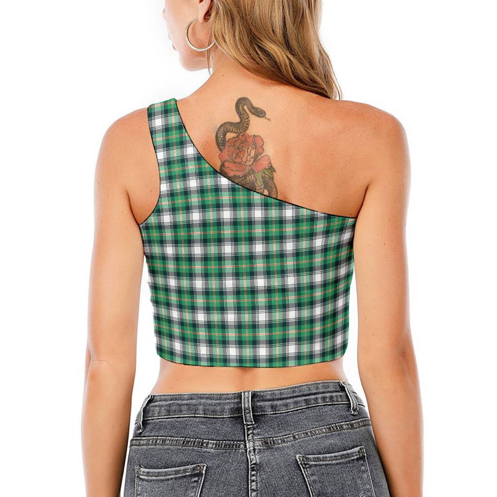Saint Patrick's Day Tartan Pattern Print One Shoulder Crop Top