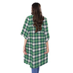 Saint Patrick's Day Tartan Pattern Print Open Front Beach Cover Up