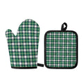 Saint Patrick's Day Tartan Pattern Print Oven Mitt And Pot Holder Set