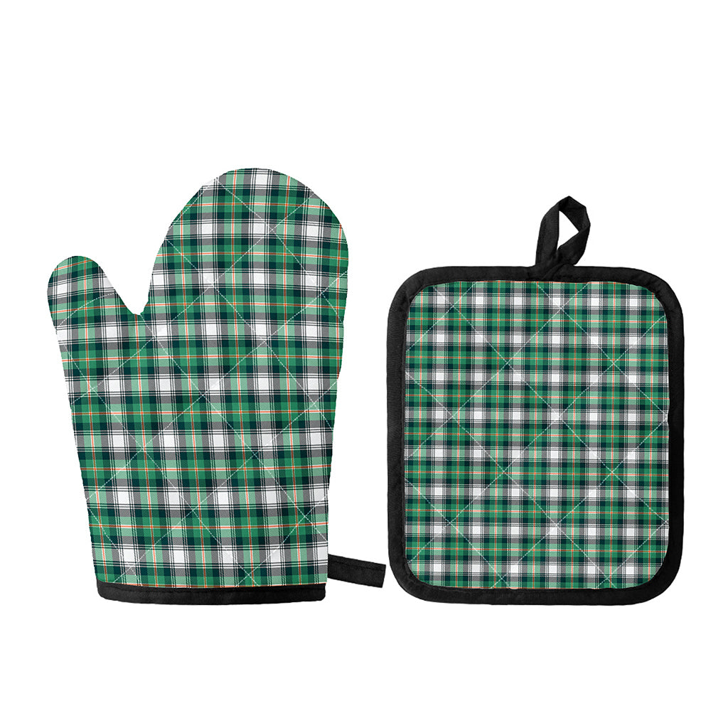 Saint Patrick's Day Tartan Pattern Print Oven Mitt And Pot Holder Set