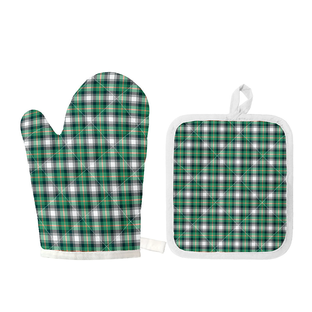 Saint Patrick's Day Tartan Pattern Print Oven Mitt And Pot Holder Set