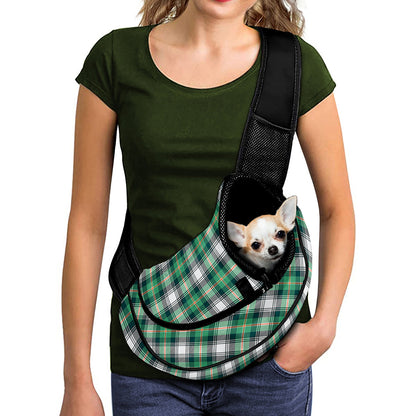 Saint Patrick's Day Tartan Pattern Print Pet Sling Carrier