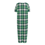 Saint Patrick's Day Tartan Pattern Print Short Sleeve Long Nightdress