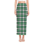 Saint Patrick's Day Tartan Pattern Print Side Slit Maxi Skirt