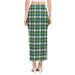Saint Patrick's Day Tartan Pattern Print Side Slit Maxi Skirt