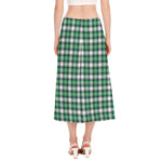 Saint Patrick's Day Tartan Pattern Print Side Slit Midi Skirt