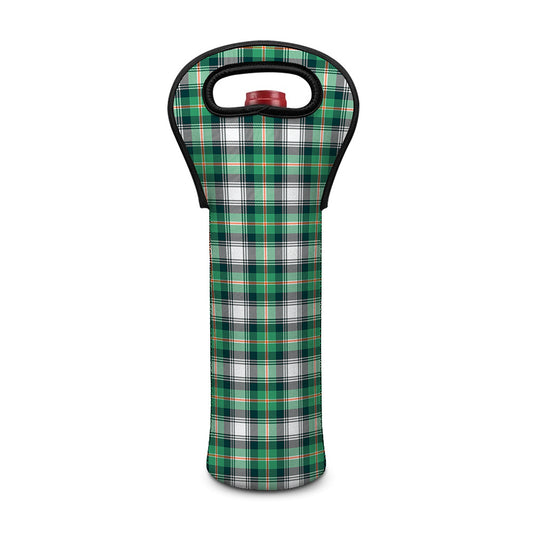Saint Patrick's Day Tartan Pattern Print Single Neoprene Wine Tote