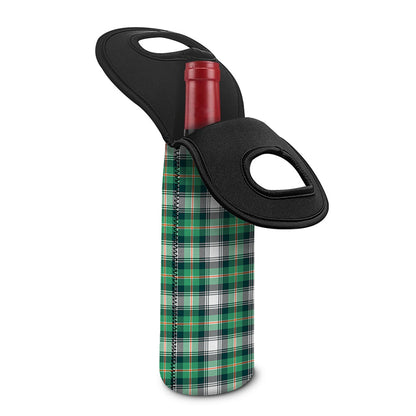 Saint Patrick's Day Tartan Pattern Print Single Neoprene Wine Tote