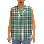 Saint Patrick's Day Tartan Pattern Print Sleeveless Baseball Jersey