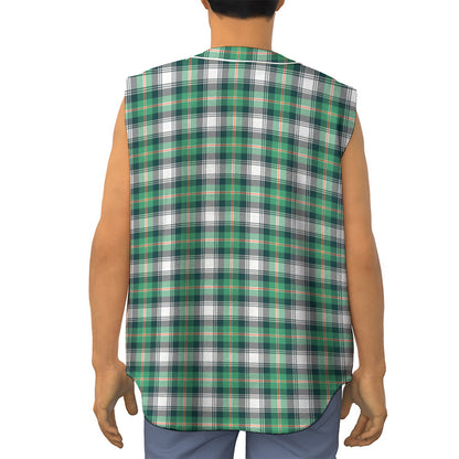 Saint Patrick's Day Tartan Pattern Print Sleeveless Baseball Jersey