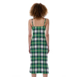 Saint Patrick's Day Tartan Pattern Print Slim Fit Midi Cami Dress