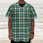 Saint Patrick's Day Tartan Pattern Print Textured Short Sleeve Shirt