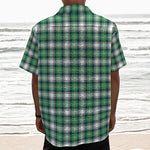 Saint Patrick's Day Tartan Pattern Print Textured Short Sleeve Shirt