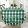 Saint Patrick's Day Tartan Pattern Print Waterproof Round Tablecloth