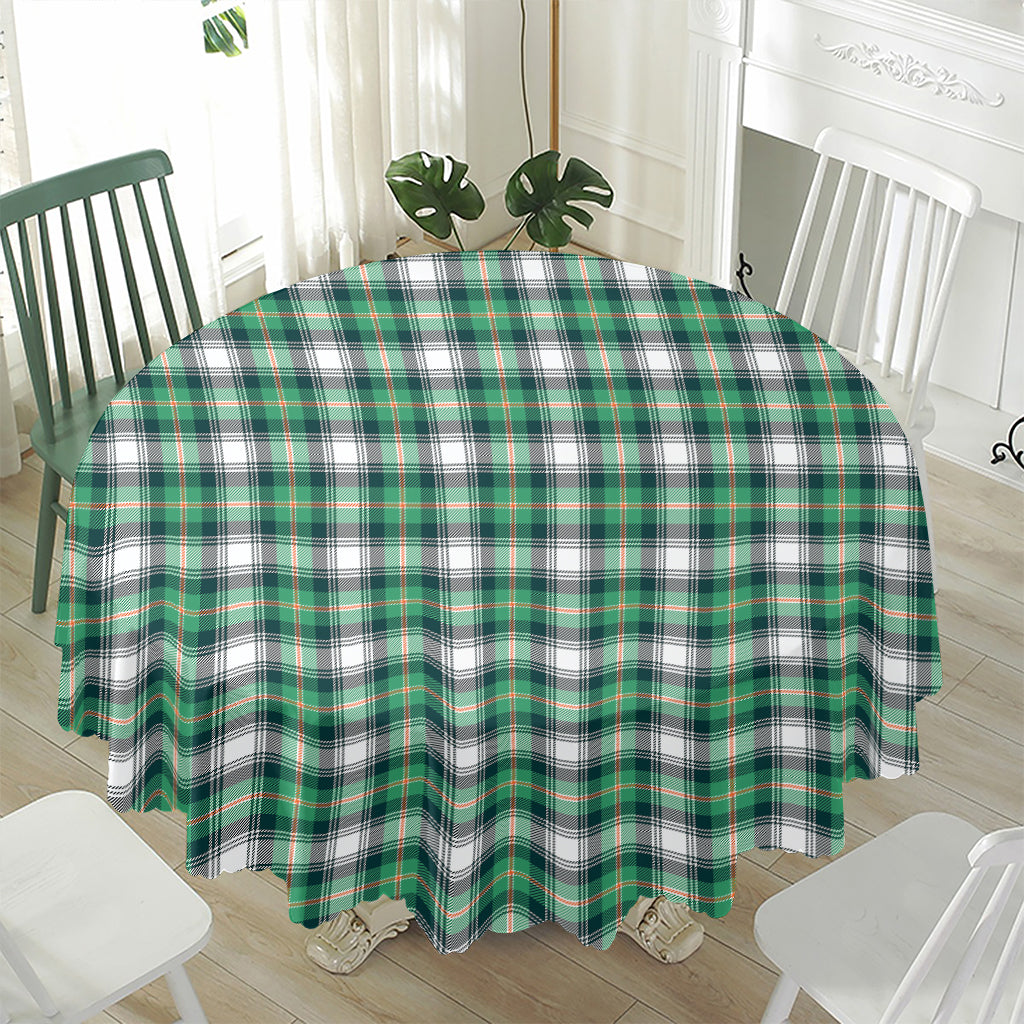 Saint Patrick's Day Tartan Pattern Print Waterproof Round Tablecloth