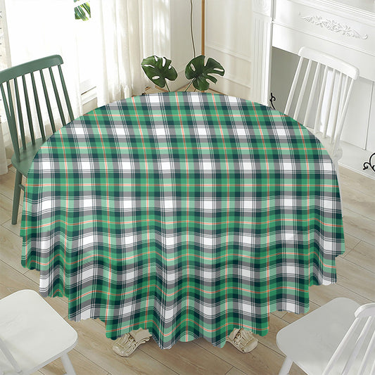 Saint Patrick's Day Tartan Pattern Print Waterproof Round Tablecloth
