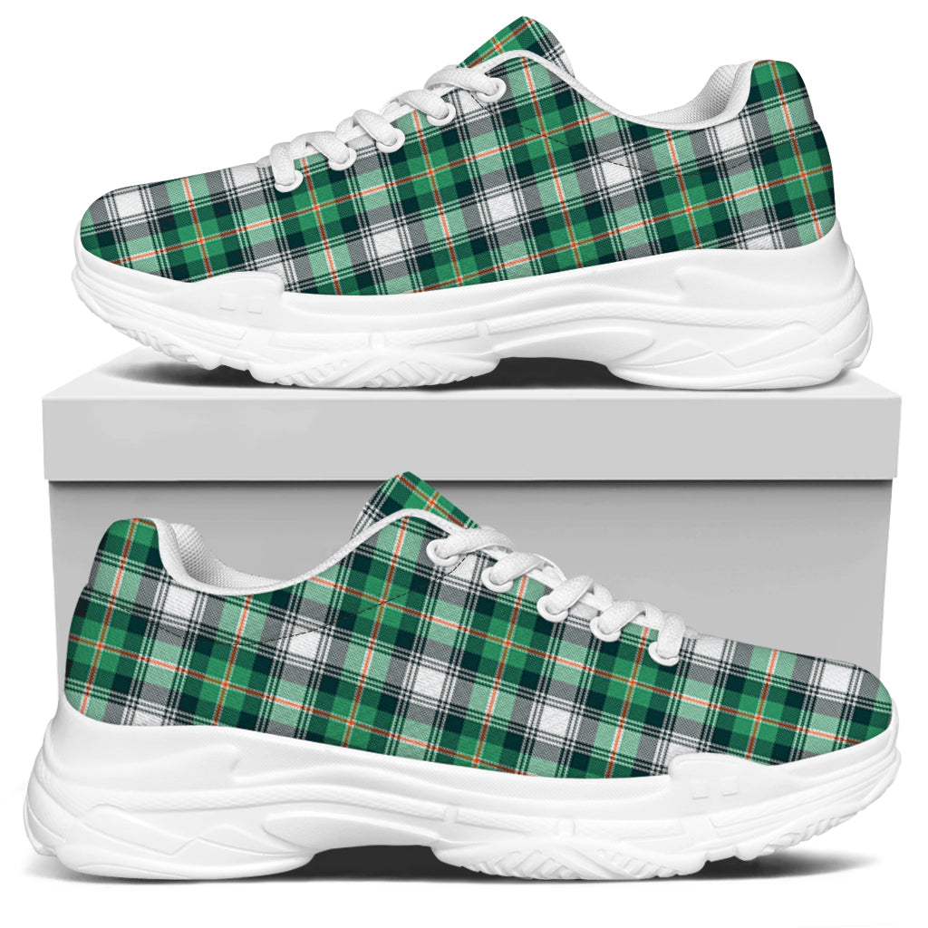 Saint Patrick's Day Tartan Pattern Print White Chunky Shoes