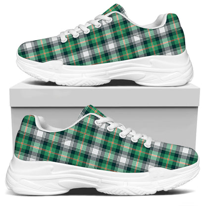 Saint Patrick's Day Tartan Pattern Print White Chunky Shoes
