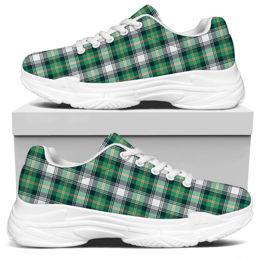 Saint Patrick's Day Tartan Pattern Print White Chunky Shoes