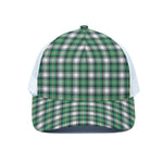 Saint Patrick's Day Tartan Pattern Print White Mesh Trucker Cap