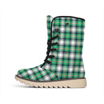 Saint Patrick's Day Tartan Pattern Print Winter Boots