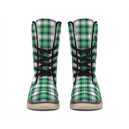 Saint Patrick's Day Tartan Pattern Print Winter Boots