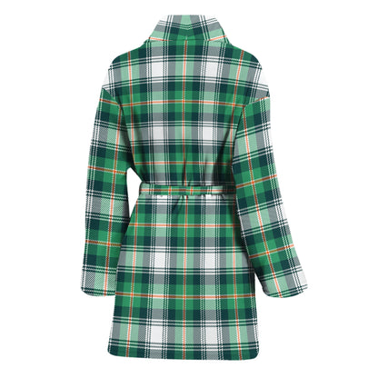 Saint Patrick's Day Tartan Pattern Print Women's Bathrobe