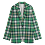 Saint Patrick's Day Tartan Pattern Print Women's Blazer