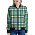 Saint Patrick's Day Tartan Pattern Print Women's Bomber Jacket
