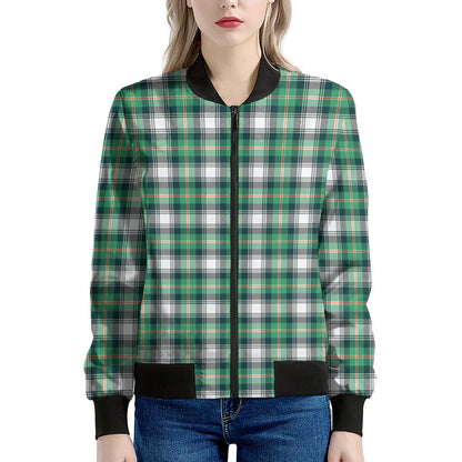 Saint Patrick's Day Tartan Pattern Print Women's Bomber Jacket