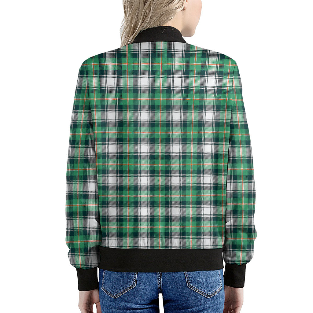 Saint Patrick's Day Tartan Pattern Print Women's Bomber Jacket
