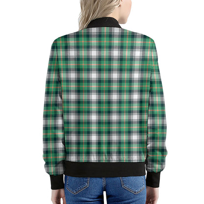 Saint Patrick's Day Tartan Pattern Print Women's Bomber Jacket