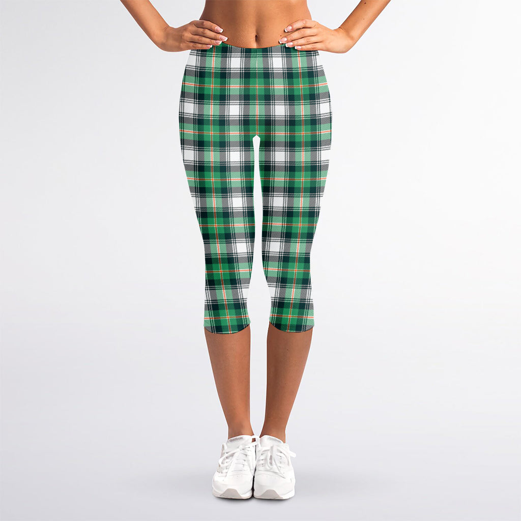 Saint Patrick's Day Tartan Pattern Print Women's Capri Leggings