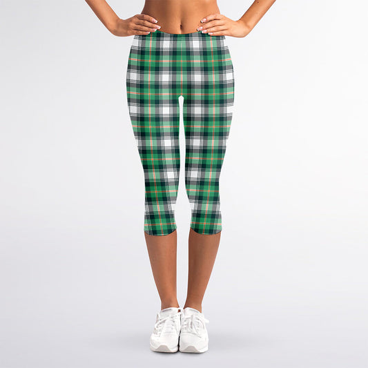 Saint Patrick's Day Tartan Pattern Print Women's Capri Leggings