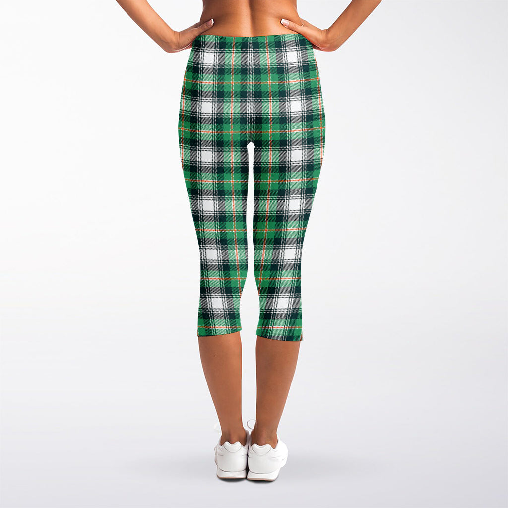 Saint Patrick's Day Tartan Pattern Print Women's Capri Leggings